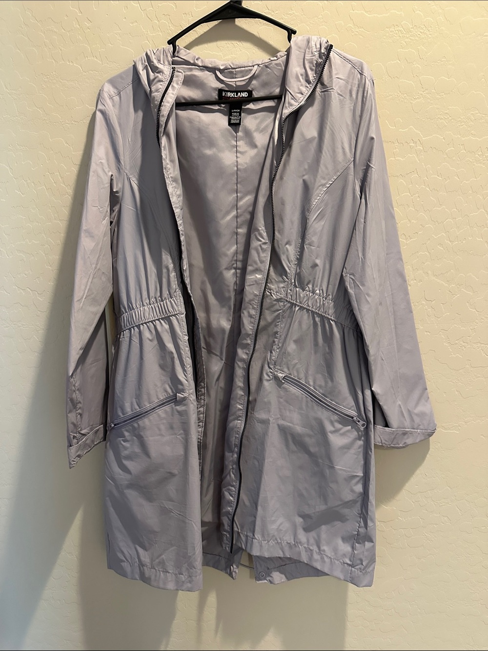 Kirkland Signature Light Lavender Hooded Trench Raincoat size S